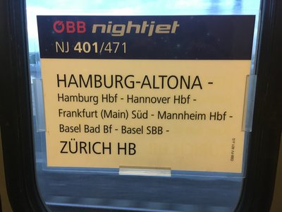 ÖBB NightJet NJ 401/471 Hamburg-Altona ⇄ Zürich HB