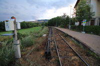 Rail électrique pour le train jaune de Cerdagne en gare de Béna-Fanès