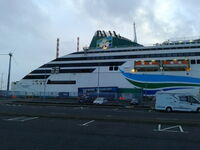 Navire Ulysse dans le port de Dublin, à destination de Holyhead (Pays de Galles)